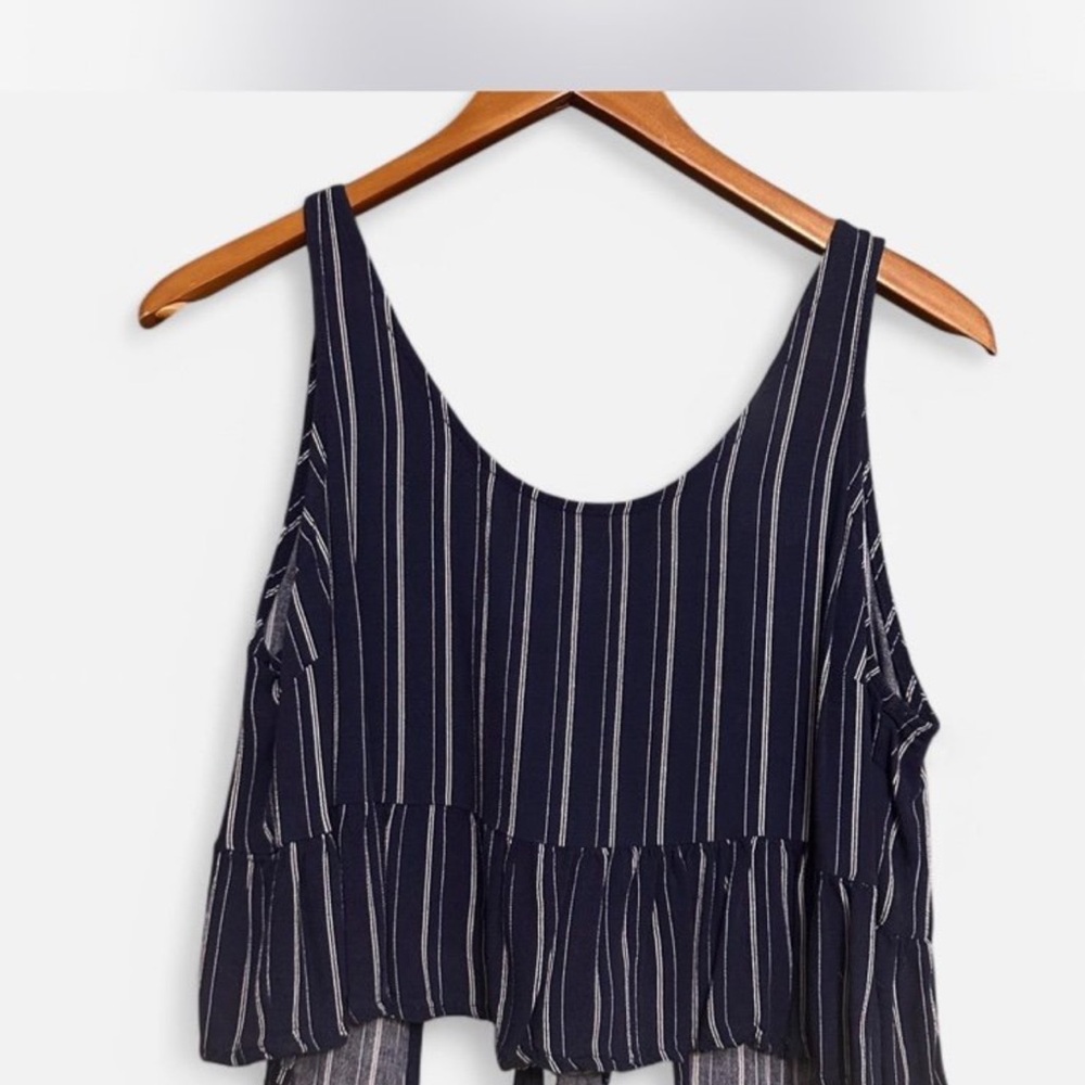 La Hearts Blue Tiered Crop Tank Top